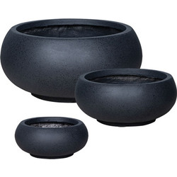 MarHome Σετ Κασπώ Στρογγυλό Fiberclay Μαύρο S:Φ30x13, M:Φ40x17, L:Φ55x25cm 3τμχ