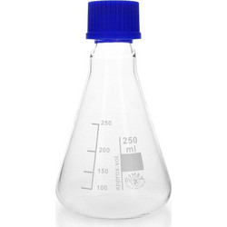 Κωνική φιάλη γυάλινη 1000ml με βιδωτό πώμα GL32 με διάμετρο πυθμένα 13,10cm και ύψος 21,50cm