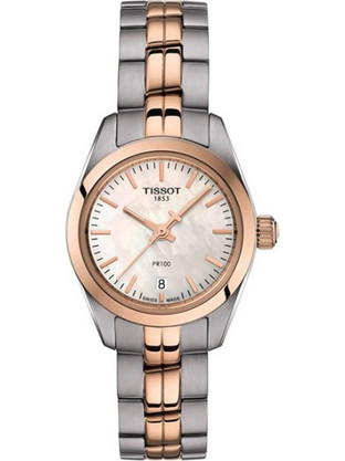 Tissot PR 100 Γυναικείο Ρολόι με Ασημί Ροζ Χρυσό Μεταλλικό Μπρασελέ T101.010.22.111.01