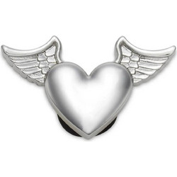 CROCS CUSTOM SILVER METAL HEART AND WINGS
