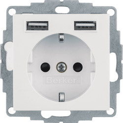 BERKER S.1/B.3/B.7 ΠΡΙΖΑ ΣΟΥΚΟ ΜΕ 2 ΘΥΡΕΣ USB ΛΕΥΚΗ ΜΑΤ HAGER