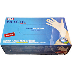Practic Super Plus Ιατρικά Εξεταστικά Γάντια Λάτεξ με Πούδρα Λευκά 100τμχ