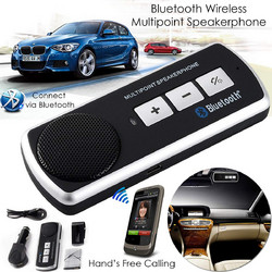 Wireless Bluetooth Multipoint Handsfree Car Kit Speaker Sun Visor Clip