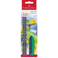 FABER-CASTELL ΣΕΤ 2 ΜΟΛΥΒΙΑ ΚΑΙ ΓΟΜΑ DF ΔΕΙΝΟΣΑΥΡΟΣ (129111517)