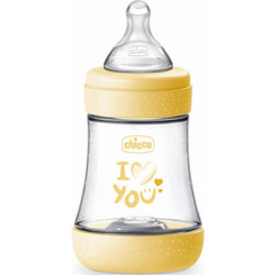Chicco Perfect 5 Πλαστικό Μπιμπερό με Θηλή Σιλικόνης κατά των Κολικών 0m+ Yellow 150ml