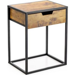 Ξύλινo Κομοδίνο Side Table με Συρτάρι Και Μεταλλική Βάση, 40x30x68 cm, Side Table