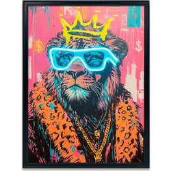 Πίνακας Furry Lion King Με Neon LED Φωτισμό 50x70 Εκ