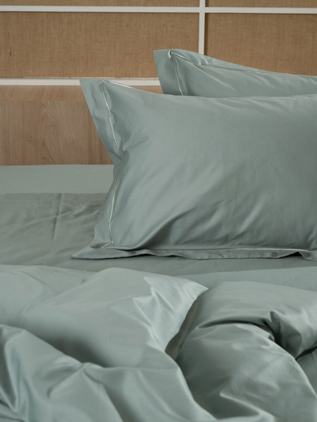 Ζεύγος Μαξιλαροθήκες 52x72+6 Oxford Satin Stellar Palatex Aqua