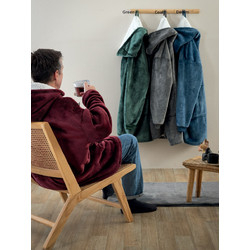Κουβέρτα Fleece Με Κουκούλα & Μανίκια Throws Collection Huhu-2 Green Με Sherpa Palamaiki (90x100) 1Τεμ