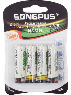 Songpus Rechargeable AA 4700mAh 4τμχ
