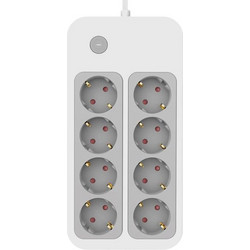 Πολύπριζο Ασφαλείας Powertech 8x Schuko White 1.5m (PT-1534)