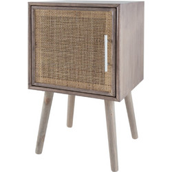 Artekko Cons MDF Κομοδίνο με Ψάθα σε Φυσική Απόχρωση (40x38x72)cm