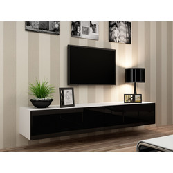 Έπιπλο Τηλεόρασης Ξύλινο Vigo White / Black Gloss Μ180xΠ30xΥ40cm RTV VIGO180 b/c