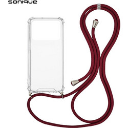 Sonique Armor Clear Θήκη Σιλικόνης με Κορδόνι Xiaomi Poco C40 Burgundy