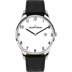 Jacques Lemans London Ανδρικό Ρολόι με Μαύρο Δερμάτινο Λουράκι 1-2122D