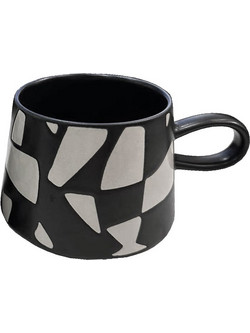 BLEND ΚΟΥΠΑ 8x8x8cm STONEWARE ΜΑΥΡΟ ΛΕΥΚΟ 6τμχ