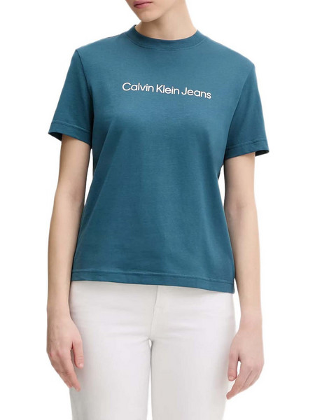 CALVIN KLEIN LV047C912G 2ET Πετρόλ T-shirt A- inst logo classic tee ess