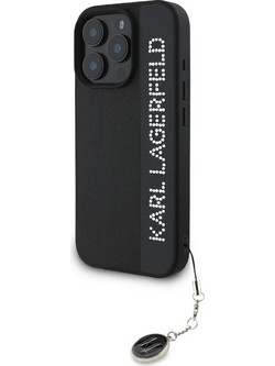 Karl Lagerfeld Rhinestones and Charm Θήκη προστασίας από για iPhone 16 Pro Max με κρεμαστό στολίδι Μαύρο - KLHCP16XPSAKDGCK
