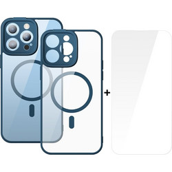 Baseus Frame Magnetic Back Cover Transparent / Blue (iPhone 14 Pro)