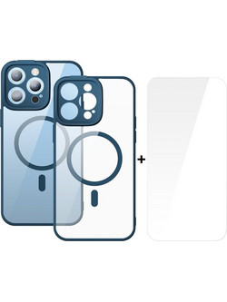 Baseus Frame Magnetic Back Cover Transparent / Blue (iPhone 14 Pro)
