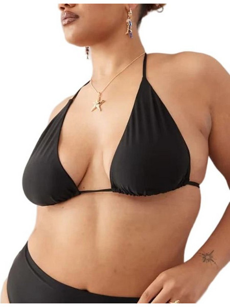 Γυναικείο Bikini Top Τριγωνακι με ενίσχυση Plus Size σε Μαύρο χρώμα Μαύρο