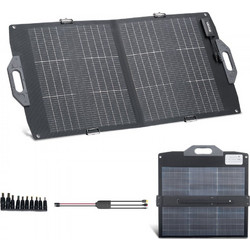 Ηλιακό πάνελ VEVOR 100W διπλής όψης, πτυσσόμενος μονοκρυσταλλικός φορτιστής ηλιακού πάνελ 16BB τύπου N, απόδοση 24% φορητός με έξοδο MC4, θύρες USB-A (QC3.0) Type-C και DC για σταθμούς παραγωγής ενέργ