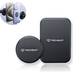 Techsuit - (2 τεμάχια) Μεταλλική Πλάκα (MP02) - Με Κάλυμμα Από Δέρμα PU - Μαύρο (5949419042353)