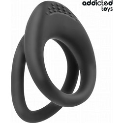 Addicted Toys Double Penis Ring Ελαστικό Δαχτυλίδι Πέους Σιλικόνης Μαύρο
