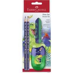 Σετ Faber Castell Dino 4 Τεμάχια 2 Μολύβια + Γόμα + Ξύστρα