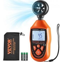 Φορητό Ανεμόμετρο VEVOR, 14F-113F (-10,0C έως 45,0C) Ψηφιακός Μετρητής Ταχύτητας Ανέμου με Οθόνη LED Οπίσθιου Φωτισμού, Μετράει Ταχύτητα Ανέμου, Θερμοκρασία Ανέμου, Ροή Αέρα, Ψύχρα Ανέμου, για Ιστιοπλ