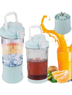 Φορητό Μπλέντερ για Smoothies 600ml USB Επαναφορτιζόμενο με Θραύση Πάγου - Μπλε