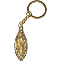 labia-shaped metal keychain Golden