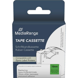 Ετικέτες Γενικής Χρήσης Mediarange (Dymo(R) 91224/S0721690) 12mm, 4m, Laminated and Permanent Adhesive, Black on Green (MRDY91224)