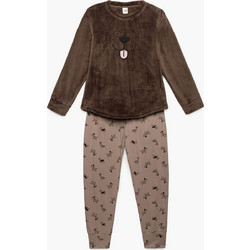 Minerva Παιδική Πιτζάμα Fleece Χειμωνιάτικη Σοκολατί 90-62188-828