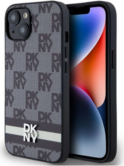 DKNY Θήκη PU Leather Checkered Pattern and Stripe iPhone 13 Black