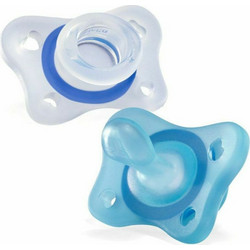 Chicco Physio Mini Soft Ανατομικές Ορθοδοντικές Πιπίλες Σιλικόνης Νυκτός 2-6m Σιέλ 2τμχ