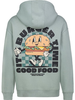 Sublevel Burger Time Ανδρικό Φούτερ με Κουκούλα Ανοιχτό Πράσινο H10608BC21477K12300