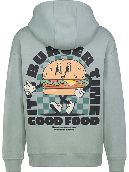 Sublevel Burger Time Ανδρικό Φούτερ με Κουκούλα Ανοιχτό Πράσινο H10608BC21477K12300