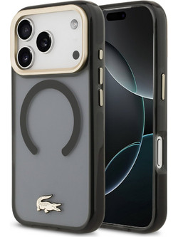Lacoste PC/TPU Frosted Finish Gold Logo MagSafe Case for iPhone 17 Pro Black - (LCHMP17LUFWAK)