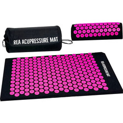 Rea Acupressure Set πιέσεων: Στρώμα 72x43cm & Μαξιλάρι 37x15x10cm - Μαύρο/Ροζ