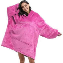 Κουβέρτα Fleece Βελούδινη Με Μανίκια Και Κουκούλα Ultra Plush Huggle Hoodie 70x90εκ Ροζ