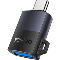 Yesido - Otg Adapter - Type-C To USB, QC18W, Aluminum Alloy, Plug&Play - Grey - (GS31)