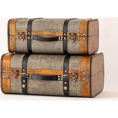 ΞΥΛΙΝΗ ΒΑΛΙΤΣΑ, ΓΚΡΙ, ΣΕΤ 2 ΤΜΧ, 45x30,5x19,5cm ΚΑΙ 40x24x16,5cm