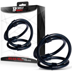 IntoYou Beast Rings Triple Silicone Cock Ring Δαχτυλίδι Πέους Σιλικόνης Μαύρο