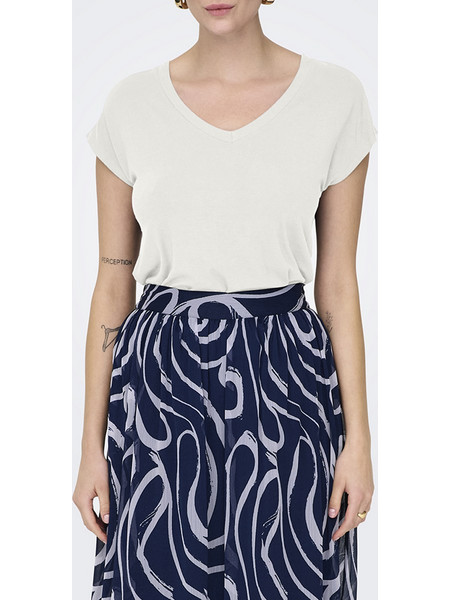 ONLY ONLRILLA S/S V-NECK TOP JRS 15315776-Cloud Dancer White