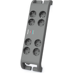 Πολύπριζο Ασφαλείας Philips SPN3180A/GRS - 8x Schuko - Με Διακόπτη On/Off - Προστασία Υπέρτασης - Καλώδιο 2m - Γκρι SPN3180A/GRS