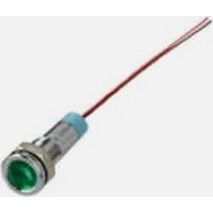 GBC 25.4160.70 Ενδεικτικό LED Πίνακα 220V Πράσινο - Τρύπα 6mm, Καλώδια 15cm & Μεταλλικό