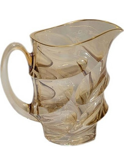 Κανάτα Γυάλινη Amber Gold Rim Griffe (20.5x16 cm)