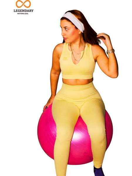 LEGENDARY PREMIUM YOGA ΣΕΤ BRA & LEGGINGS ΜΑΚΡΙΑ ΤΕΧΝΟΛΟΓΙΑ FLEXYOGA ΜΠΕΖ-ΚΙΤΡΙΝΟ - Κίτρινο