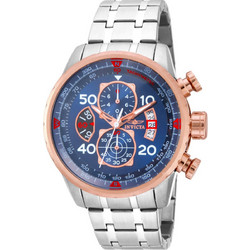 Invicta Aviator Ανδρικό Ρολόι Χρονογράφος με Ασημί Μεταλλικό Μπρασελέ 17203